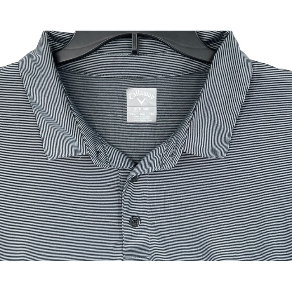 Callaway Opti-Dri Golf Polo Size XXL Grey Black Micro Stripe Performance